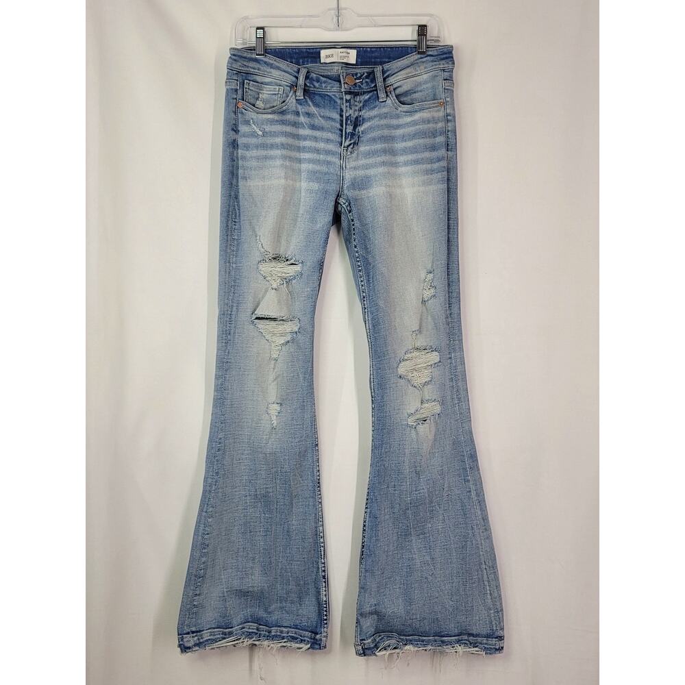 BKE Buckle PAYTON Universal Fit Mid-Rise Flare Frayed Hem Denim Jeans Sz 27x31.5 - Picture 16 of 16